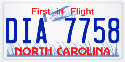 NC license plate DIA7758
