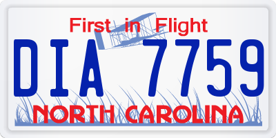 NC license plate DIA7759