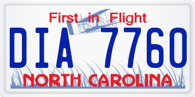 NC license plate DIA7760