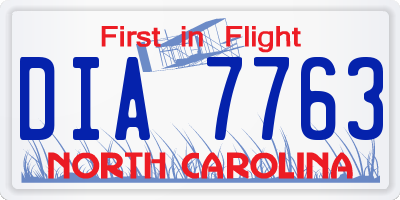 NC license plate DIA7763