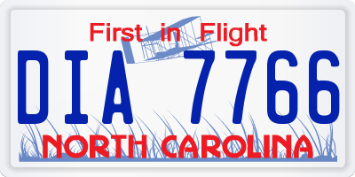 NC license plate DIA7766
