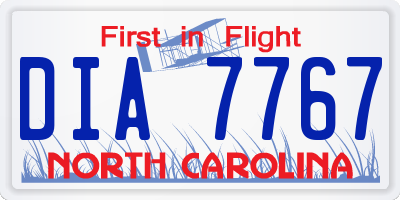NC license plate DIA7767