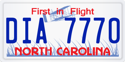 NC license plate DIA7770