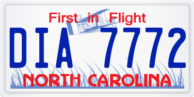 NC license plate DIA7772