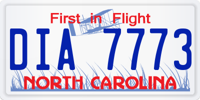 NC license plate DIA7773