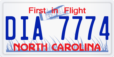 NC license plate DIA7774