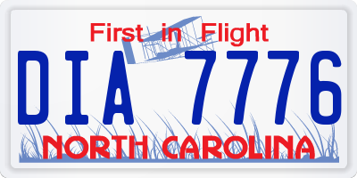 NC license plate DIA7776