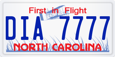NC license plate DIA7777
