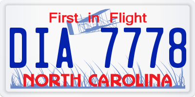 NC license plate DIA7778