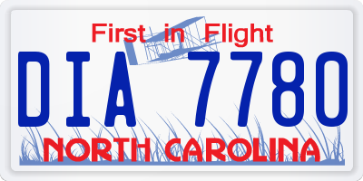 NC license plate DIA7780