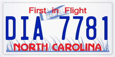 NC license plate DIA7781