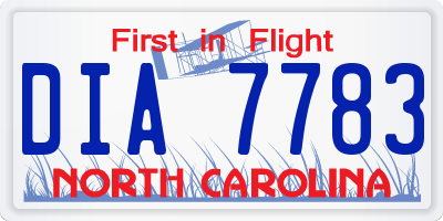 NC license plate DIA7783