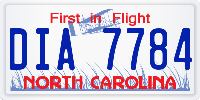 NC license plate DIA7784