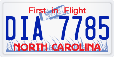 NC license plate DIA7785