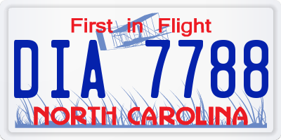 NC license plate DIA7788