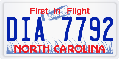 NC license plate DIA7792