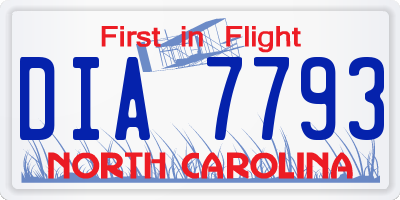 NC license plate DIA7793