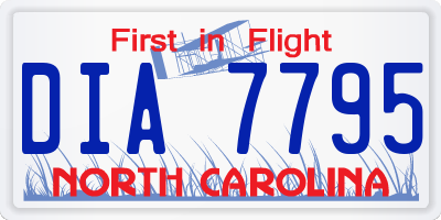 NC license plate DIA7795