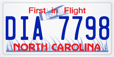 NC license plate DIA7798
