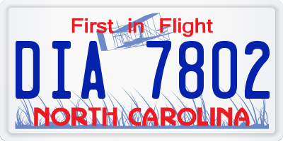 NC license plate DIA7802