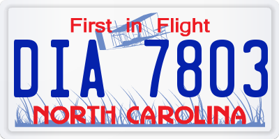 NC license plate DIA7803