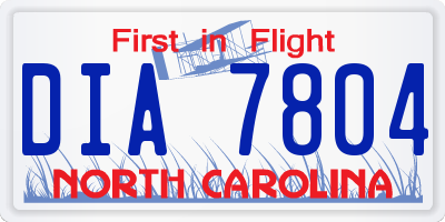 NC license plate DIA7804