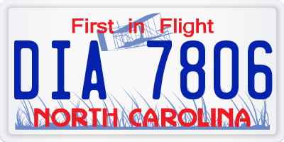 NC license plate DIA7806