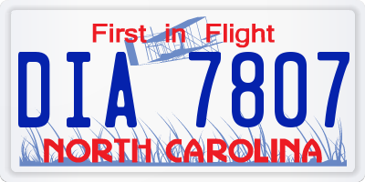 NC license plate DIA7807
