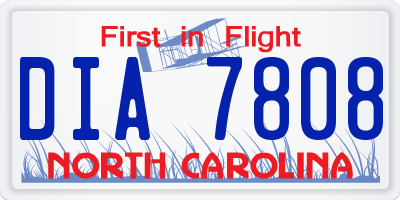 NC license plate DIA7808