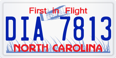 NC license plate DIA7813
