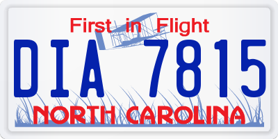 NC license plate DIA7815