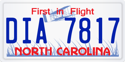NC license plate DIA7817