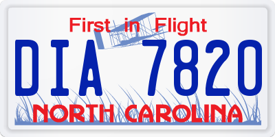 NC license plate DIA7820