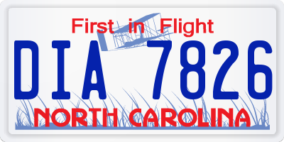 NC license plate DIA7826