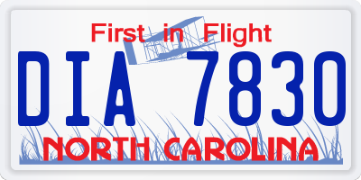 NC license plate DIA7830