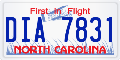 NC license plate DIA7831