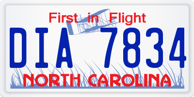 NC license plate DIA7834