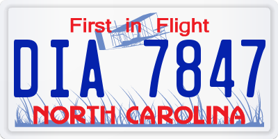 NC license plate DIA7847
