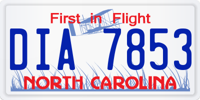 NC license plate DIA7853