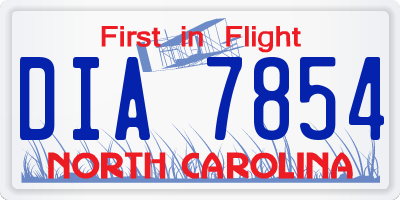NC license plate DIA7854