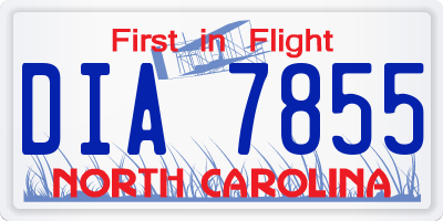 NC license plate DIA7855