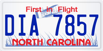 NC license plate DIA7857