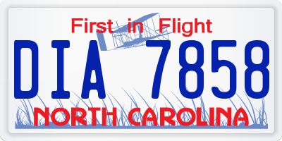 NC license plate DIA7858