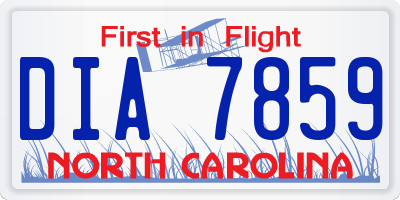NC license plate DIA7859
