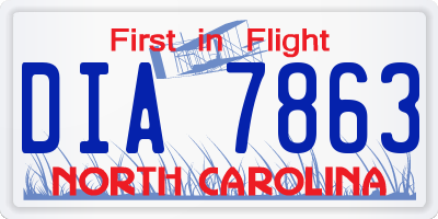 NC license plate DIA7863