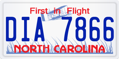 NC license plate DIA7866