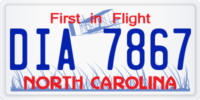 NC license plate DIA7867