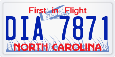 NC license plate DIA7871