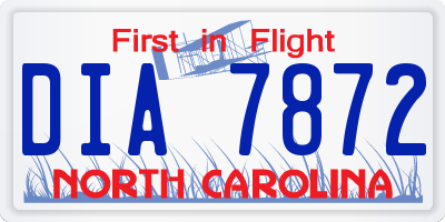 NC license plate DIA7872