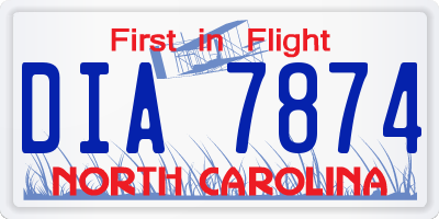 NC license plate DIA7874